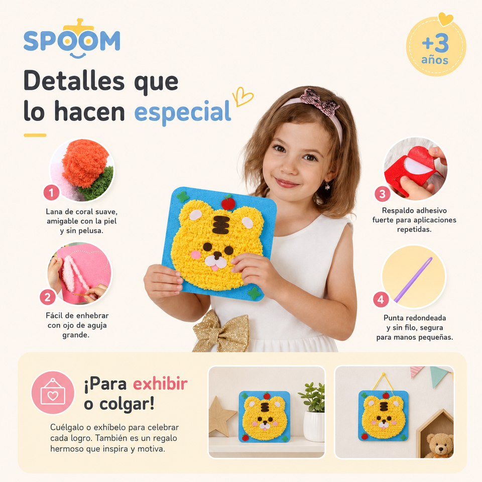Bordado mágico con lana (incluye 5 diseños)